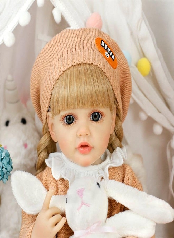 RABJET دمية طفلة حديثة الولادة من رابجيت، مقاس 22 بوصة (55 سم)، دمية طفلة حديثة الولادة واقعية المظهر، مصنوعة من الفينيل والسيليكون الناعم، بشعر أسود، هدية مثالية لعيد الميلاد - Image 4